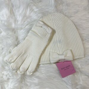 Kate Spade Women’s set of Gloves/Mittens and Hat One size Ivory White